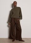 Ribbed Knit Batwing Cape Jumper, Khaki, large