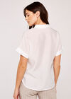 Turn Up Sleeve Cropped Shirt, White, large