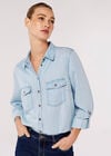 Button Down Denim Shirt, Sky Blue, large