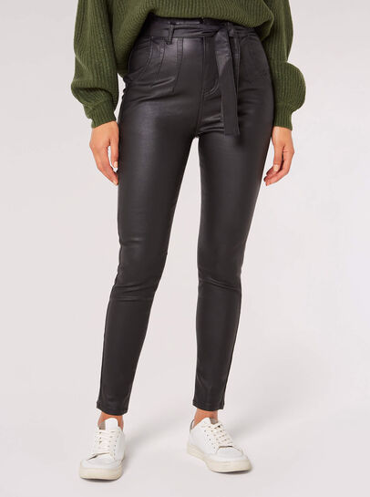 Leather-Look Shiny-Fit Trousers