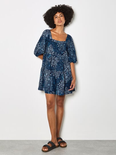 Floral Print Tiered Mini Dress