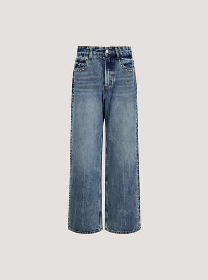 Maca Stud Embellished Wide Leg Jeans