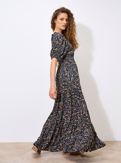 Floral Paisley Milkmaid Maxi Dress