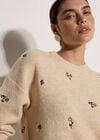 Floral Embroidered Jumper, Stone, large