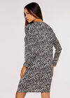 Zebra Cocoon Mini Dress, Grey, large