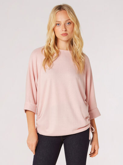 Soft Touch Drawstring Batwing Top