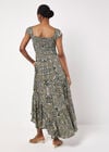Scarf Print Milkmaid Maxi Dress, Khaki, large
