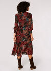 Patchwork Chiffon Midi Dress, Black, large