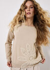 Crochet Flower Knitted Jumper, Stone, large