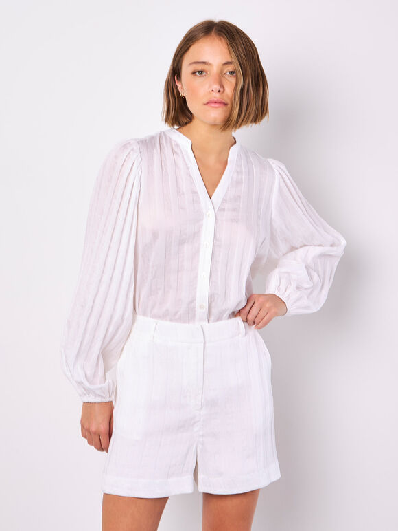 Self Stripe Shorts, White, large