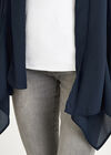 Chiffon Waterfall Hem Cardigan, Navy, large