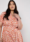 Curve Leopard Shirt Midi Dress, Orange, large
