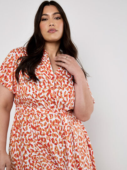 Curve Leopard Shirt Midi Dress