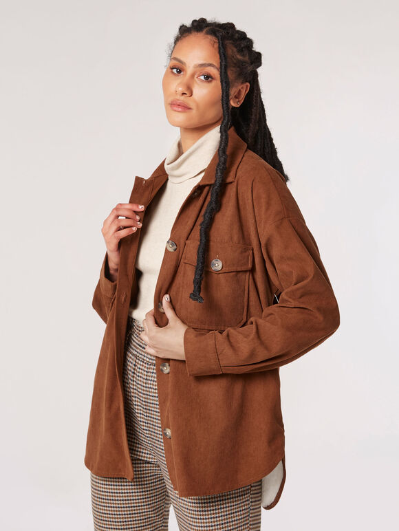 Oversized Corduroy Shirt, Rust, large