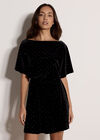 Multicolour Gem Velvet Mini Dress, Black, large