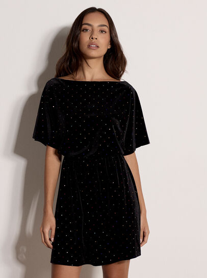 Multicolour Gem Velvet Mini Dress