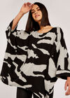Zebra Waterfall Batwing Top, Grey, large