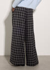 Check Print Tailored Wide-Leg Trousers, Black, large