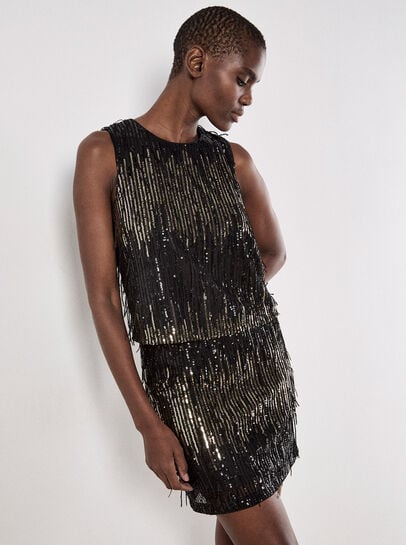 Sequin Fringe Top