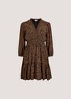 Paisley Ruffle Soft Mini Dress, Rust, large
