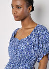 Spot Print Milkmaid Midi Dress, Blue, large
