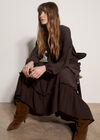 Ruffle Tiered Maxi Skirt, Brown, large