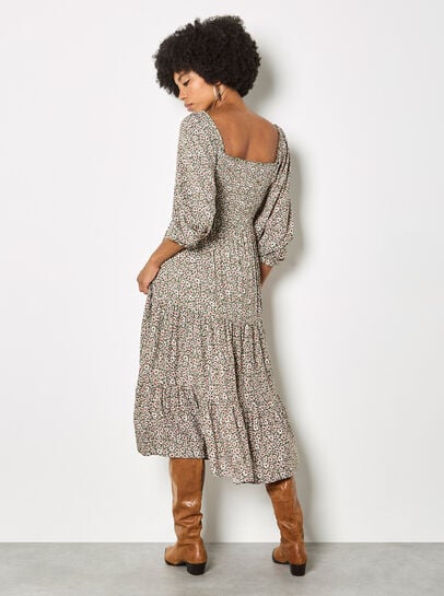 Ditsy Floral Smocked Midi Dress