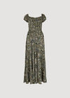 Scarf Print Milkmaid Maxi Dress, Khaki, large