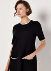 Monochrome Knitted Mini Dress, Black, large