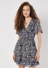 Ditsy Floral Chiffon Mini Dress, Navy, large