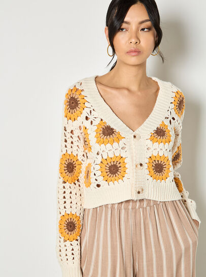 Sunflower Hand-Knit Crochet Cardigan