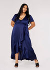 Curve Ruffle Wrap Maxi Dress, Navy, large
