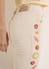 Lulu Floral Embroidered Flare Jeans, Cream, large