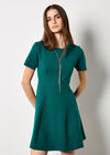 Panel Knitted A-Line Mini Dress, Teal, large