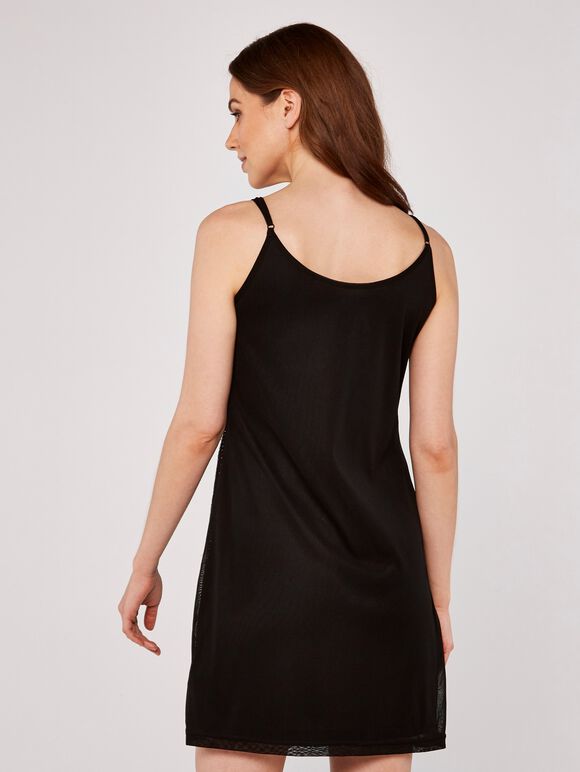 Kleid mit Paillettenlinien, Schwarz, Größe L