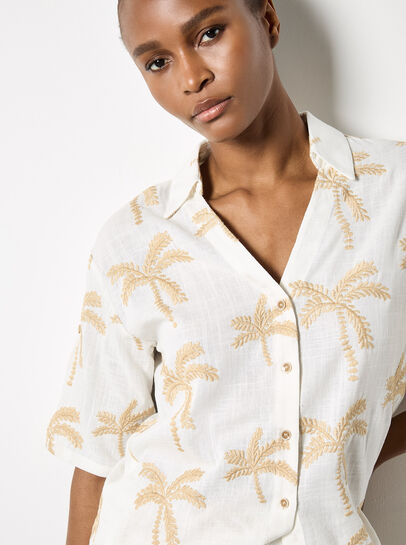 Embroidered Palm Trees Shirt