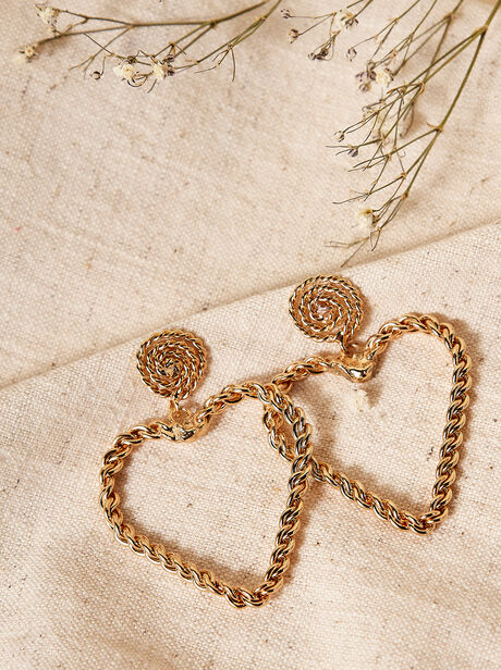 Gold Heart Hoop Earrings