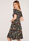 Off Shoulder Botanical Floral Dress, Navy, large