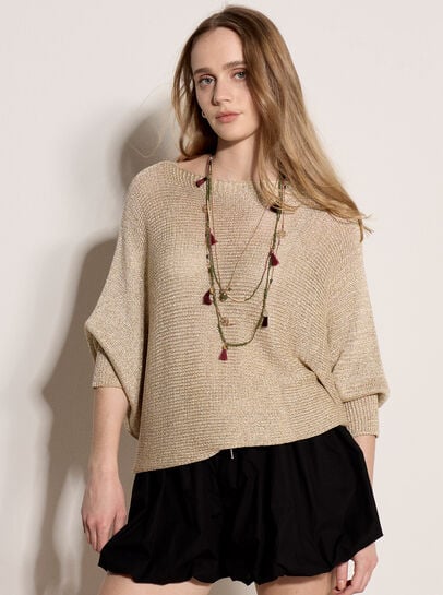 Gold Shimmer Open Knit Jumper