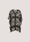 Scarf Print Kimono Mini Dress, Black, large