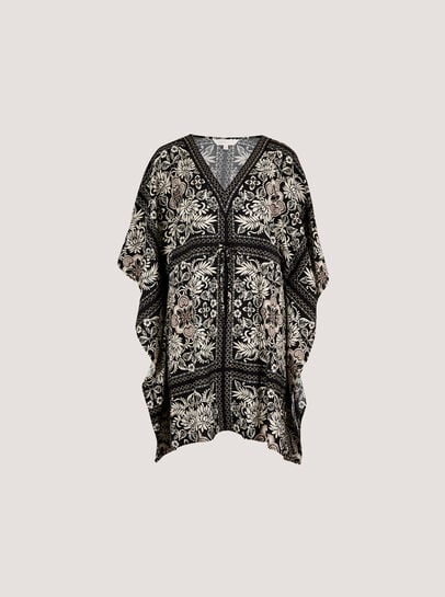 Scarf Print Kimono Mini Dress