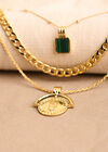 24K Gold Plated Layered Coin Necklace, Gold, large