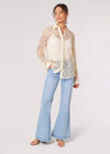 Geometric Guipure Lace Shirt, Stone, large