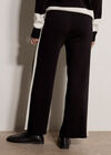 Monochrome Stripe Wide-Leg Knitted Trousers, Black, large