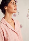 Embroidered Stripe Shirt Dress, Pink, large