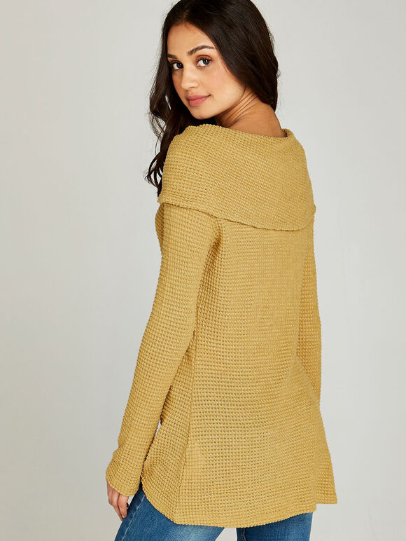 Waffle Cross Over Top, Mustard, large