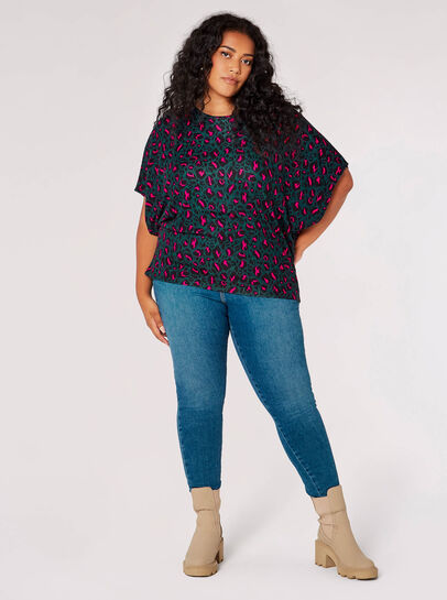 Curve Brushed Cheetah Batwing Top