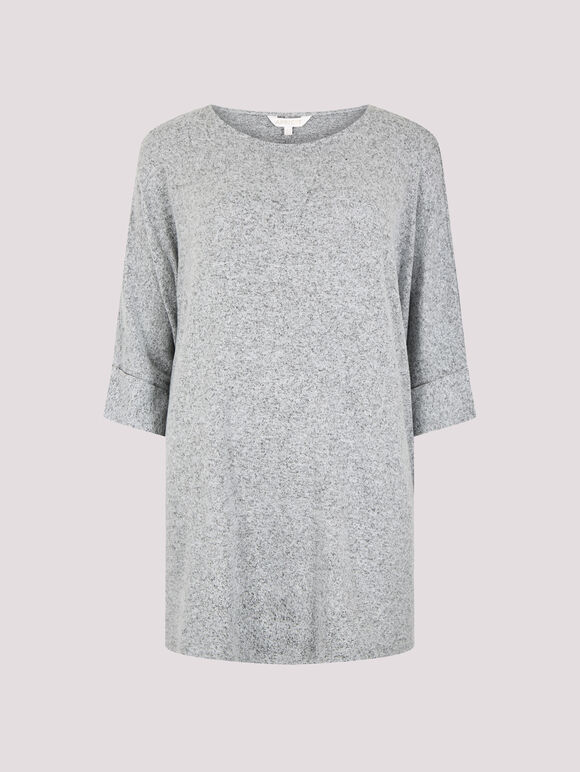 Soft Touch Batwing Top, Silver, large
