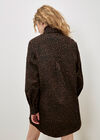Leopard Denim Shacket Mini Dress, Brown, large