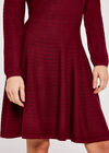 Textured Knitted Skater Dress, Burgundy, large